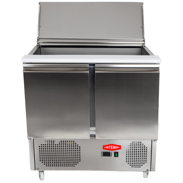 Contender S900 Saladette 2 Door Refrigerated Sandwich Prep Counter. Lift Up Lid