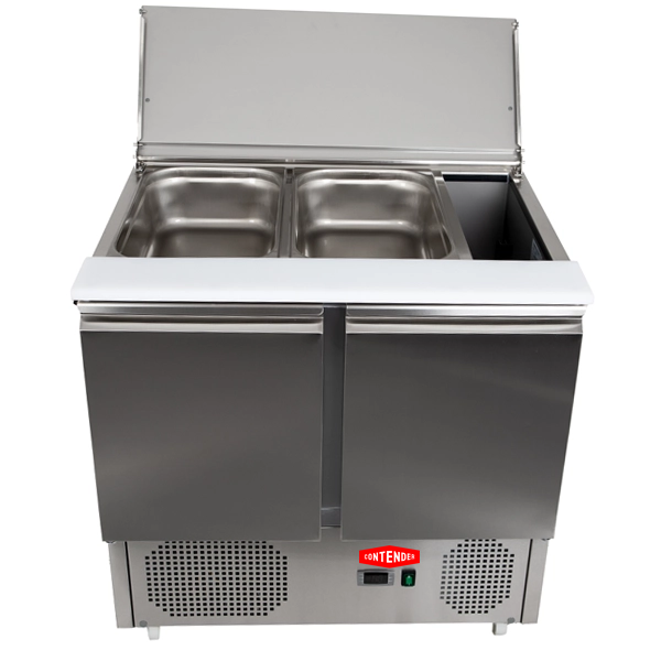 Contender S900 Saladette 2 Door Refrigerated Sandwich Prep Counter. Lift Up Lid