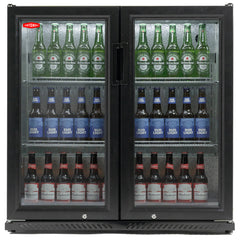 Premium Contender 216L Commercial Double Door Drinks Fridge - Hinged Doors