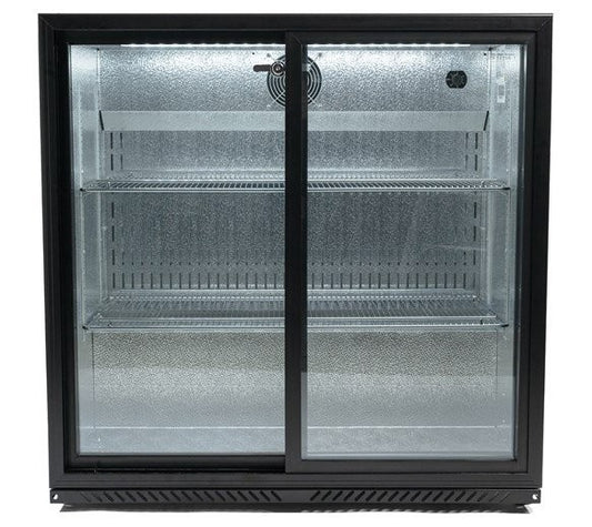 Premium Contender 216L Commercial Double Door Drinks Fridge - Sliding Doors