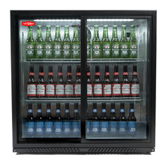 Premium Contender 216L Commercial Double Sliding Door Drinks Fridge