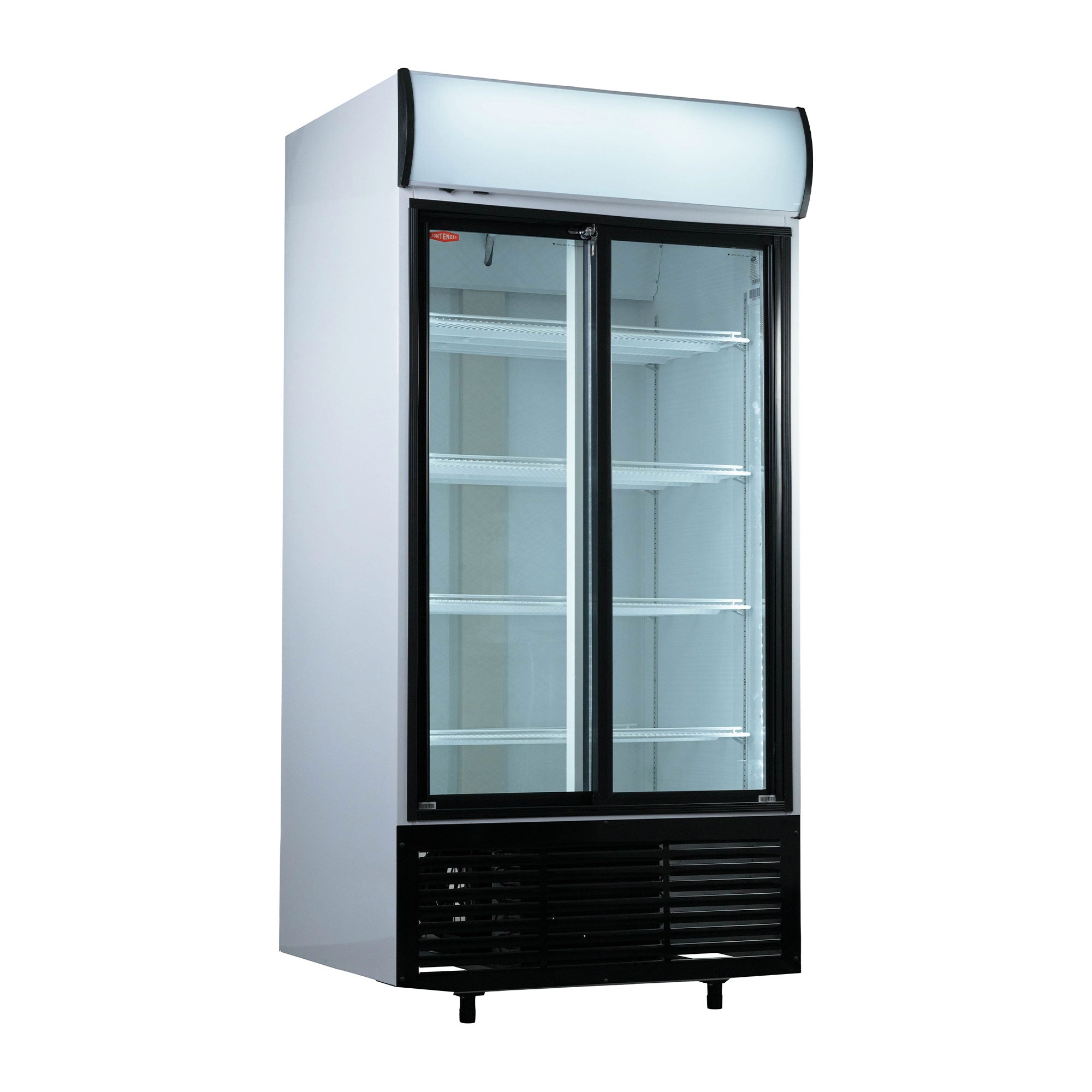Contender 948L Commercial Double Glass Door Fridge - Sliding Doors