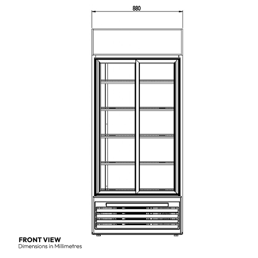 Contender 948L Commercial Double Glass Door Fridge - Sliding Doors