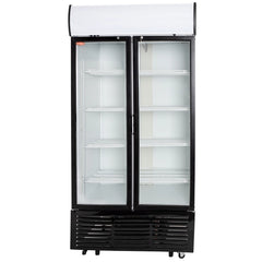 Contender 1045L Commercial Double Glass Door Fridge - Hinged Doors