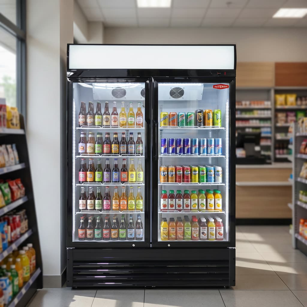 Contender 908L Hinged Glass Door Display Fridge – Clear Merchandising for Chilled Drinks & Food