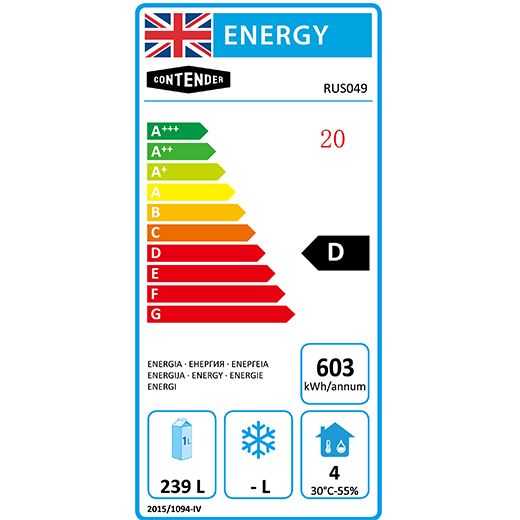 Contender 410L Slimline Single Door Upright Refrigerator