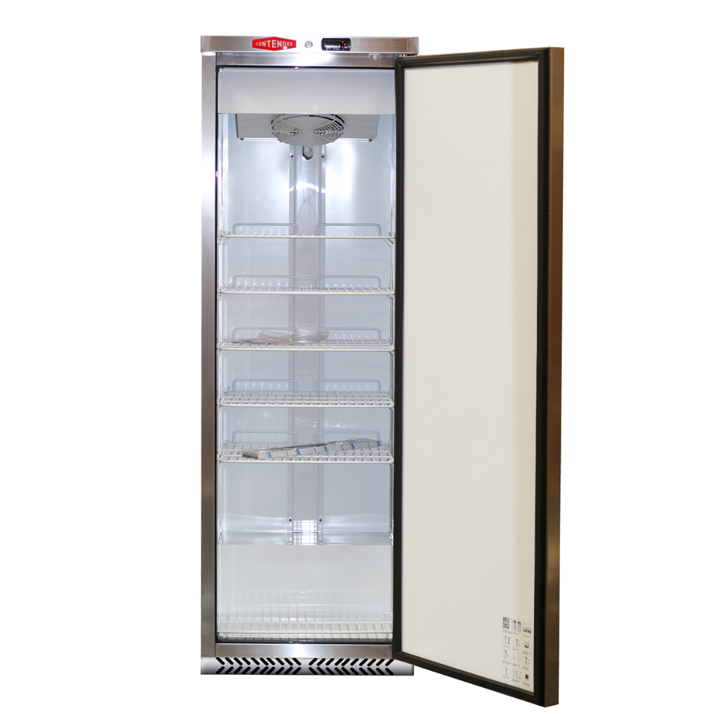 Contender Stainless Steel Single Door Upright Fridge | 400L, Ventilated – Durable Chilled Storage