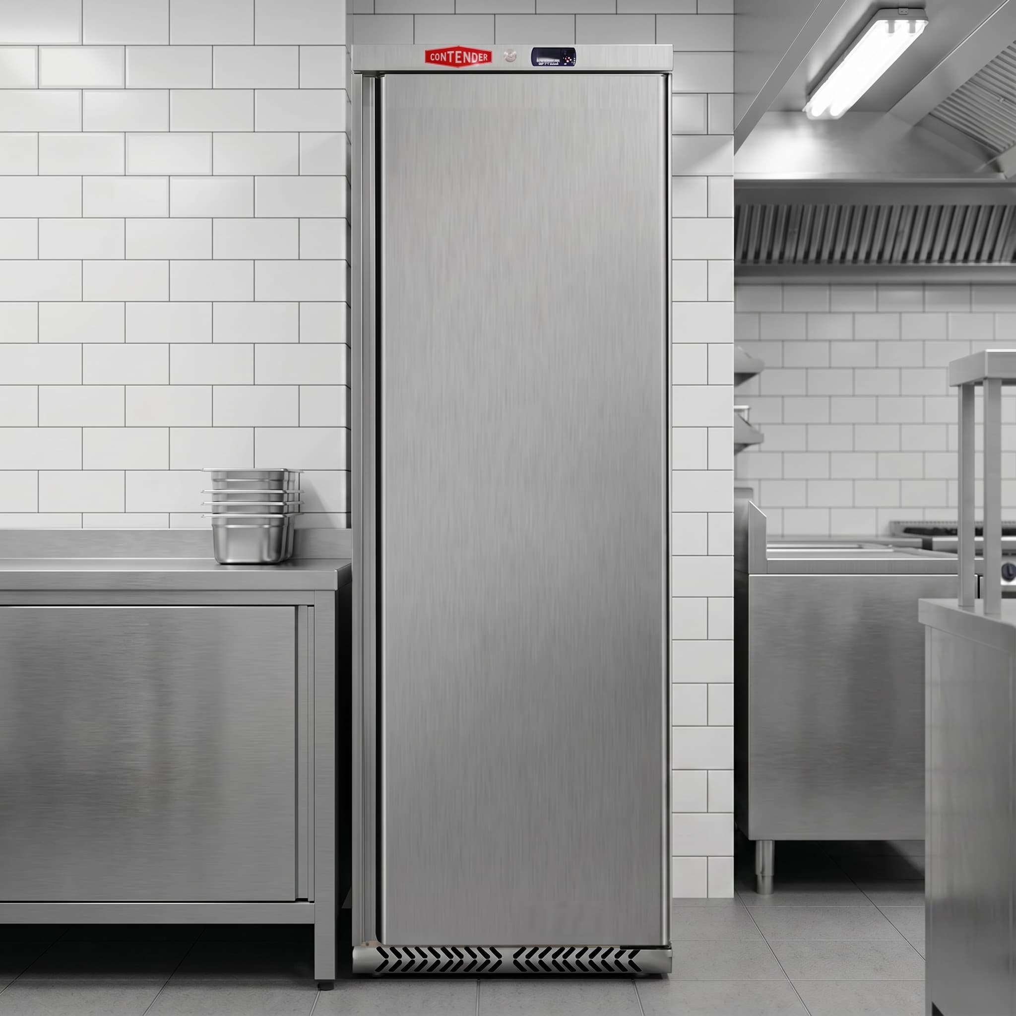Contender Stainless Steel Single Door Upright Fridge | 400L, Ventilated – Durable Chilled Storage