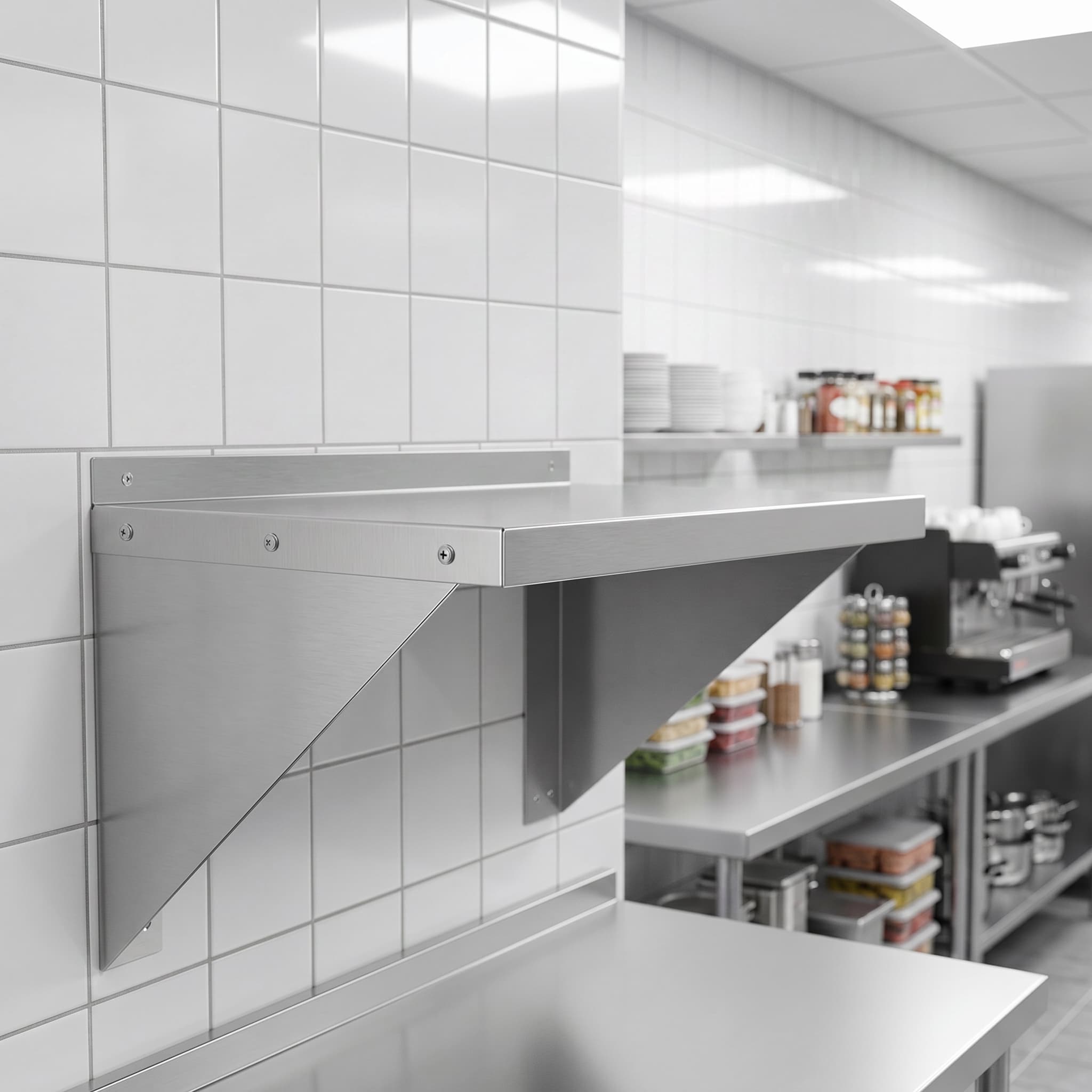 Quattro Stainless Steel Microwave Wall Shelf, 530mm – Sturdy Space-Saving Microwave Mounting