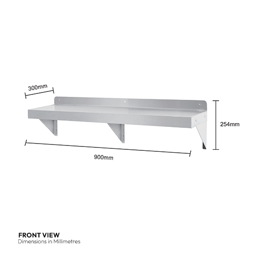 900mm Wide Stainless Steel Wall Shelf