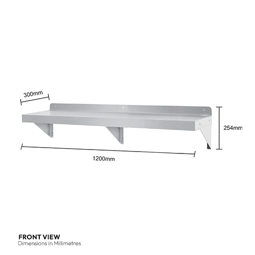 Quattro 1200mm Stainless Steel Wall Shelf – Durable Commercial Storage
