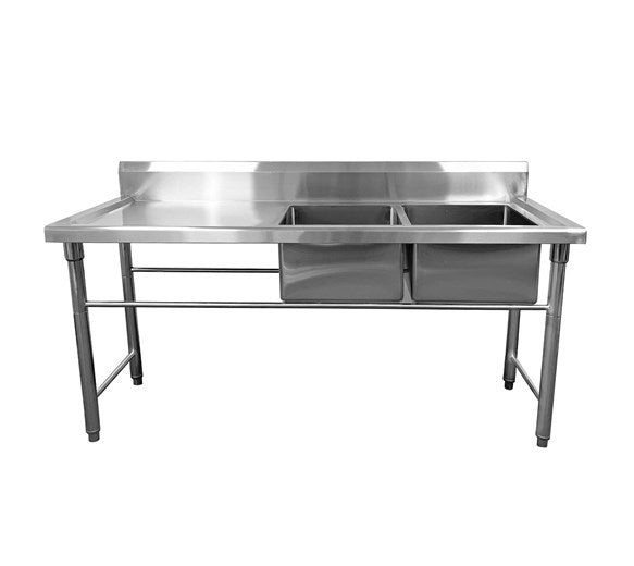 Quattro Stainless Steel Twin Bowl Sink, 1800mm, Right Hand Sink – Extra-Wide Heavy-Duty Drainage