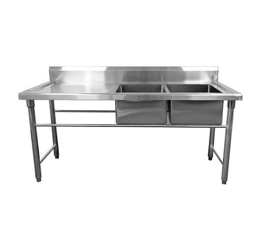 Quattro Stainless Steel Twin Bowl Sink, 1800mm, Right Hand Sink – Extra-Wide Heavy-Duty Drainage