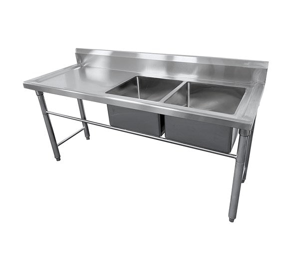Quattro Stainless Steel Twin Bowl Sink, 1800mm, Right Hand Sink – Extra-Wide Heavy-Duty Drainage