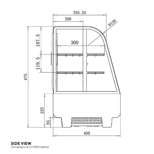 Gastroline 100L Commercial Refrigerated Countertop Display Unit