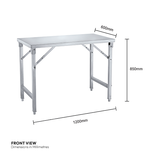 Quattro Stainless Steel Foldable Trestle Table, 1200mm – Portable Prep for Events & Catering