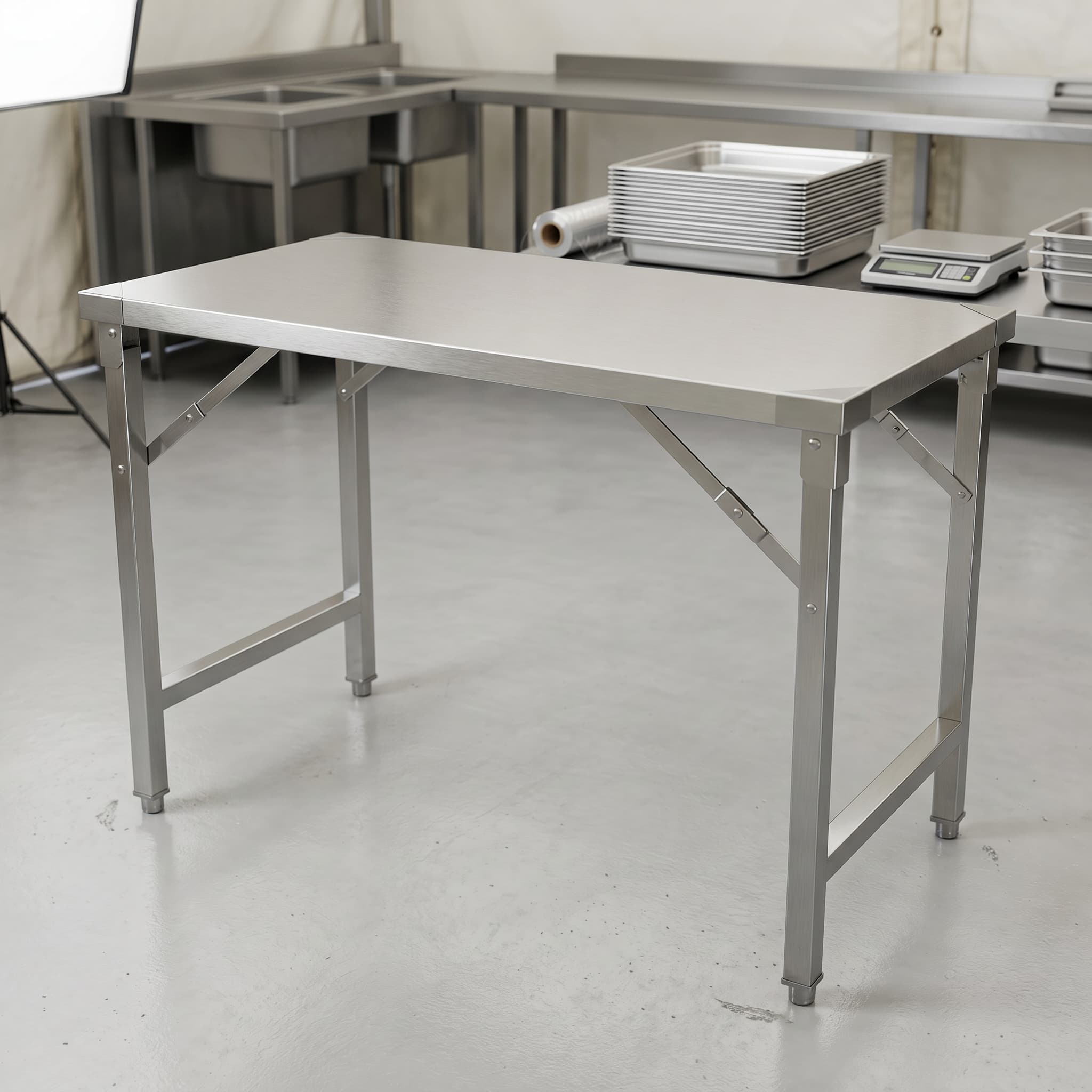 Quattro Stainless Steel Foldable Trestle Table, 1500mm, Holds 150kg – Portable Event Prep Solution