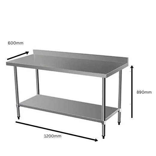 Quattro 1200mm Stainless Steel Wall Table (Rear Upstand) – Hygienic Food Prep & Storage