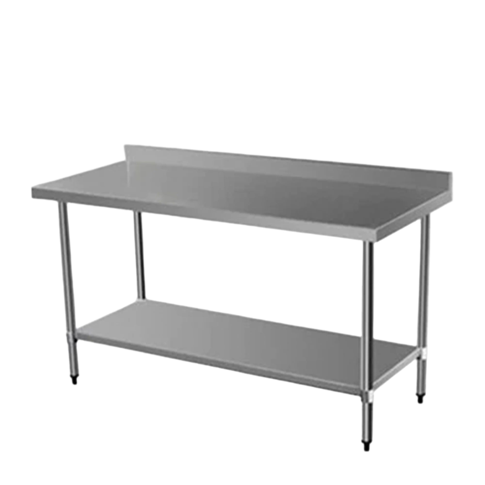 Quattro Stainless Steel Wall Table, 1500mm, Upstand & Adjustable Feet – Space-Saving Kitchen Prep