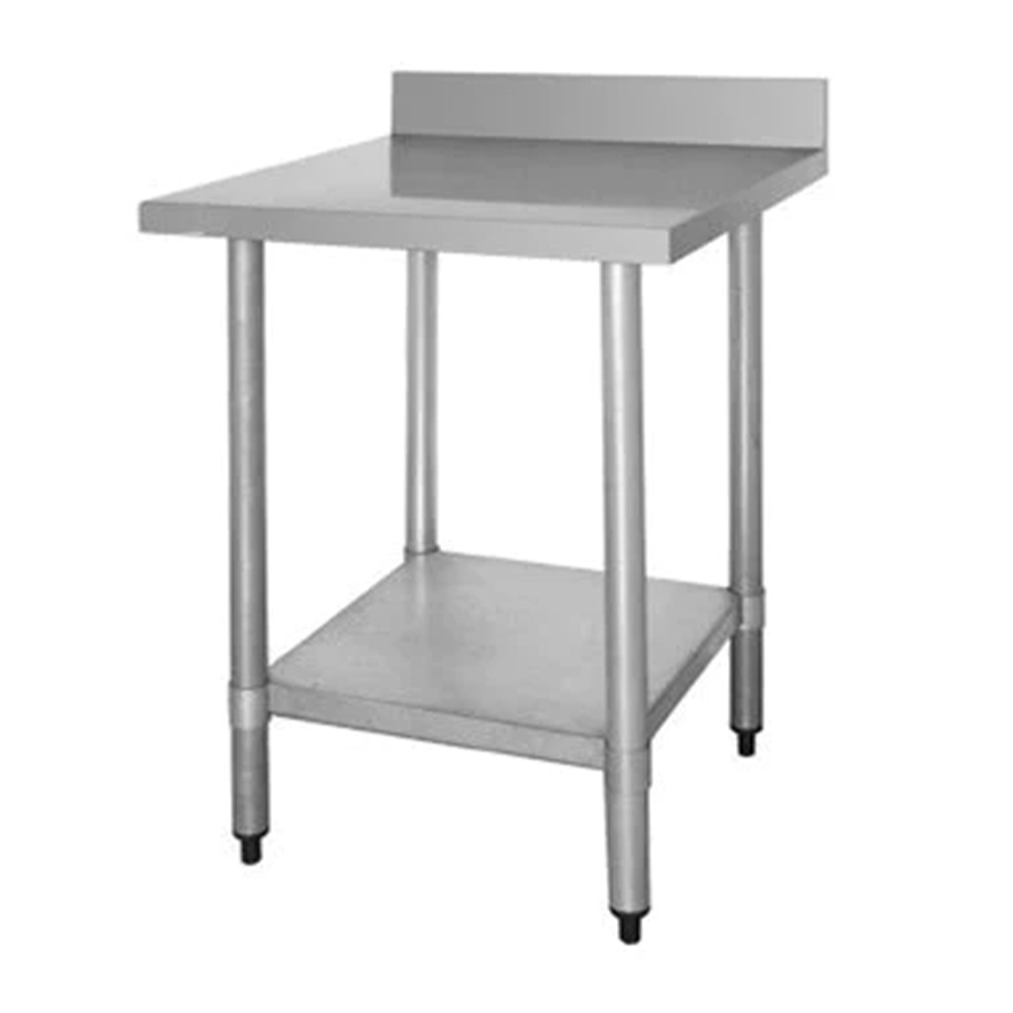 Quattro Stainless Steel Wall Table, 600mm, Upstand & Undershelf – Compact Wall-Mounted Prep