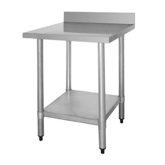 Quattro Stainless Steel Wall Table, 600mm, Upstand & Undershelf – Compact Wall-Mounted Prep