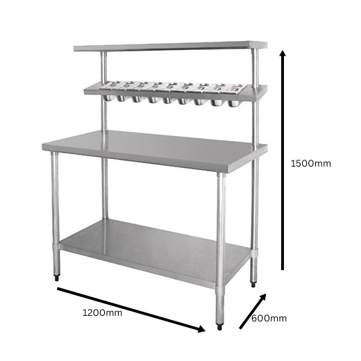 Quattro 1200mm Stainless Steel Prep Table (GN Pan Holder) – Efficient Food Prep & Storage