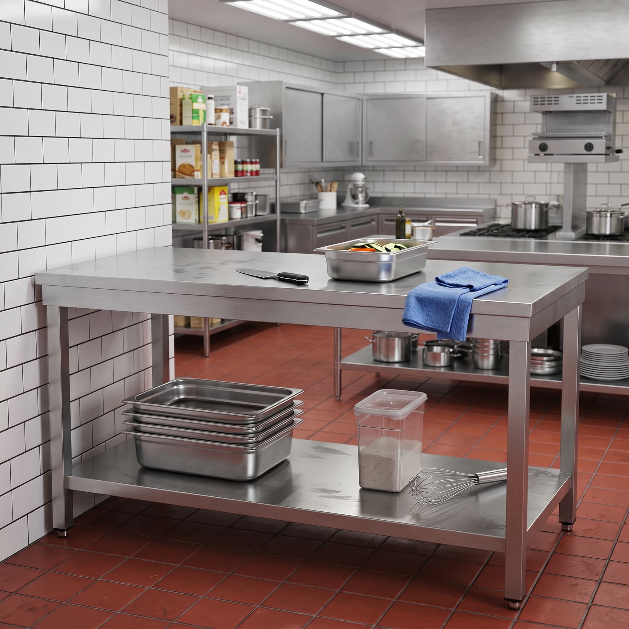 Quattro 1500mm Wide Stainless Steel Wall Table With Splashback