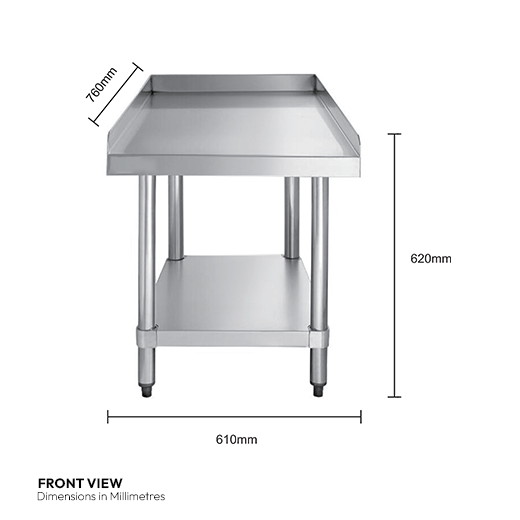 Quattro 600mm Stainless Steel Equipment Table Stand with 3 Side Turnup