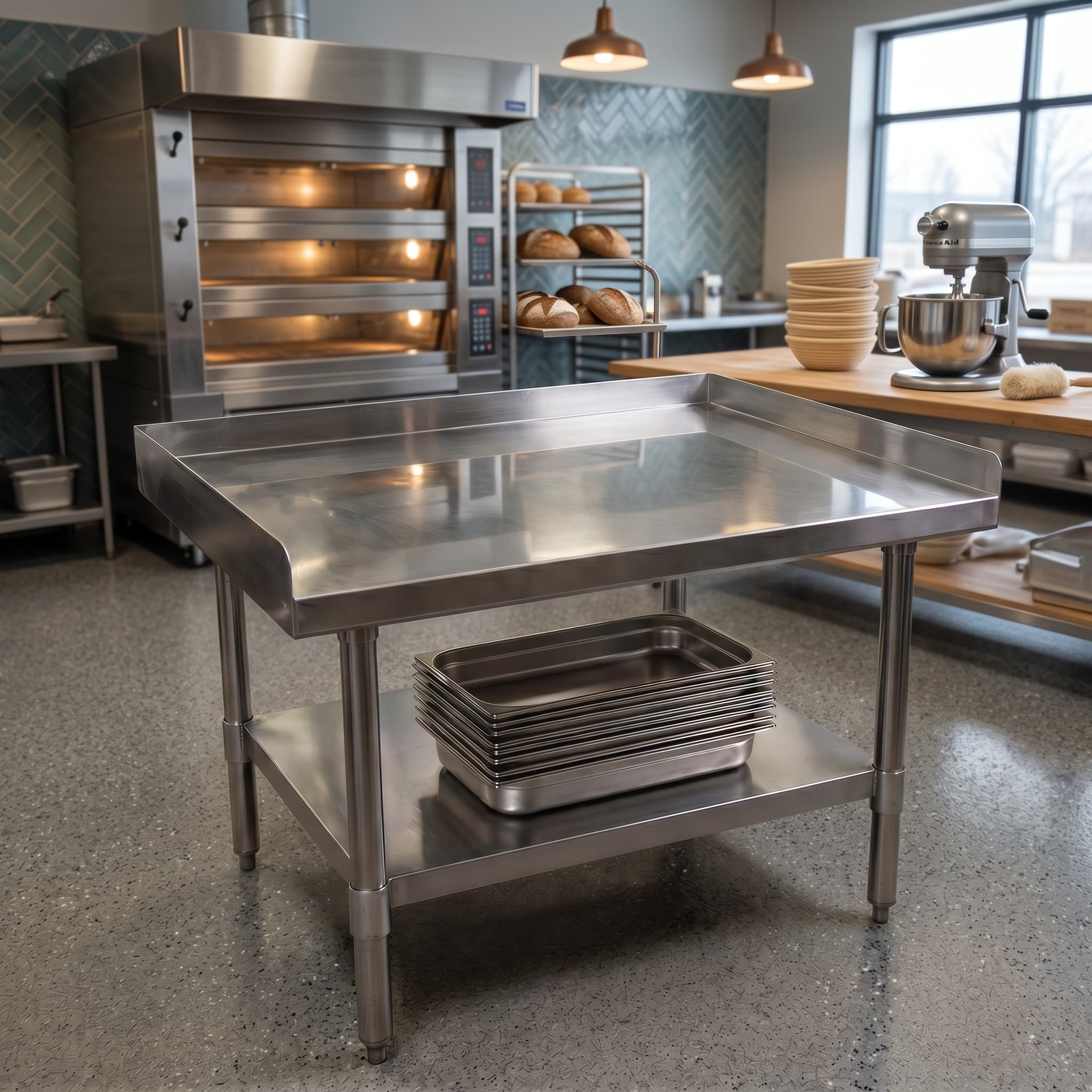 Quattro Stainless Steel Equipment Stand, 600mm, 3 Side Turnup – Secure Compact Base for Heavy Kit