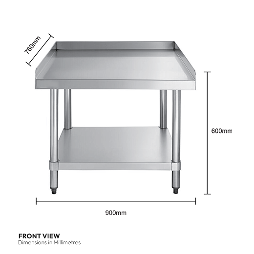Quattro 900mm Stainless Steel Equipment Table Stand with 3 Side Turnup