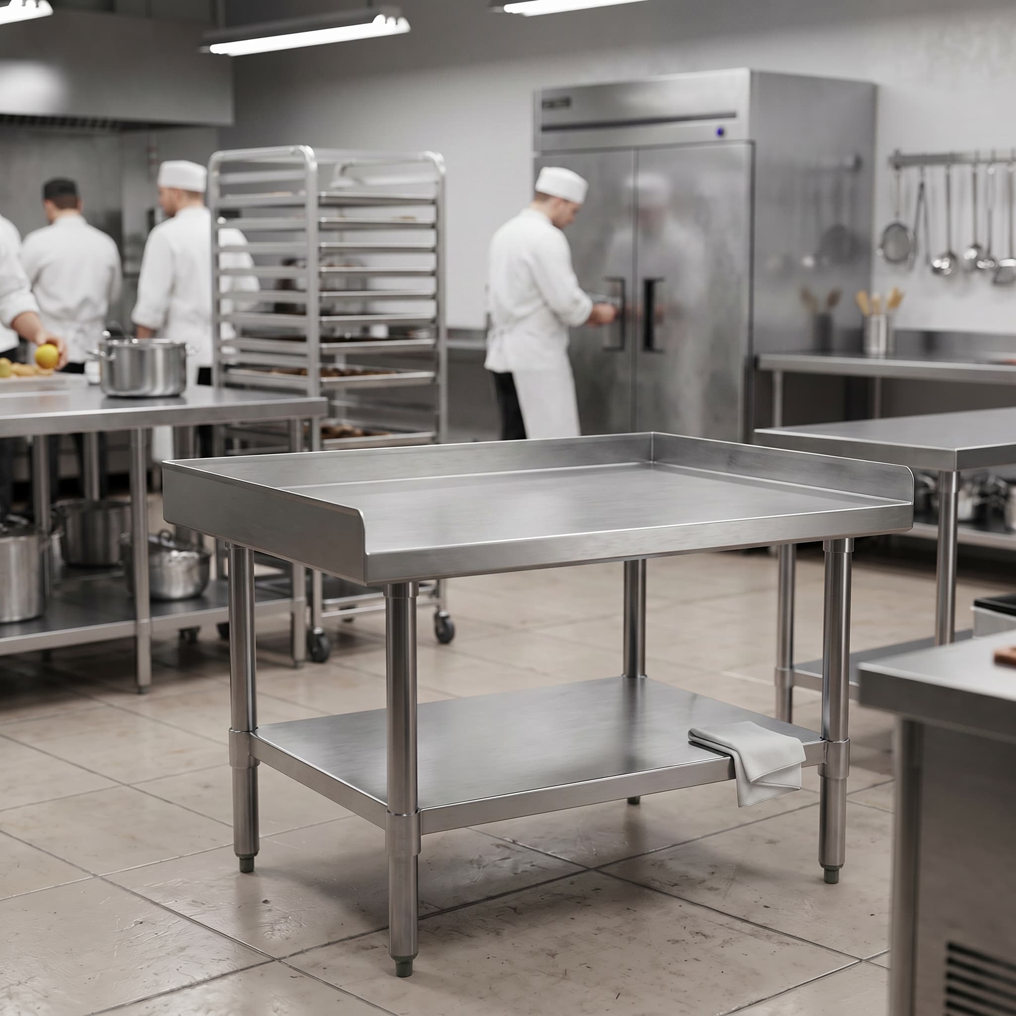 Quattro 900mm Stainless Steel Equipment Table Stand with 3 Side Turnup