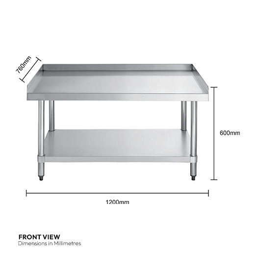 Quattro 1200mm Stainless Steel Equipment Table Stand with 3 Side Turnup