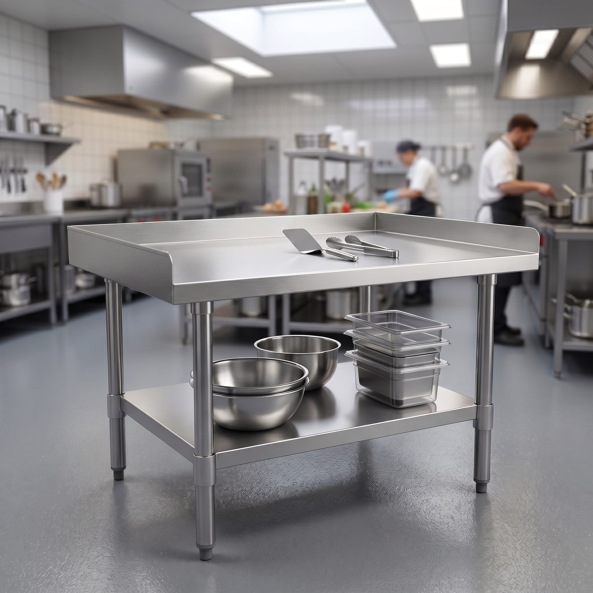 Quattro Stainless Steel Equipment Stand, 1800mm, 3 Side Turnup – Full-Length Secure Base for Heavy Kit