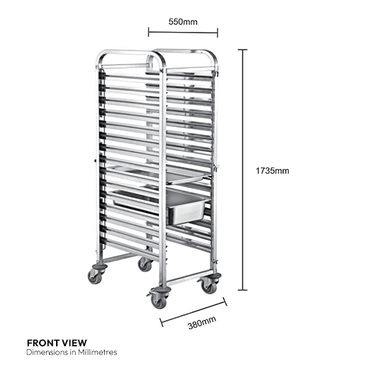 Quattro 16 Tier Clearing Trolley - 1-1 GN Size