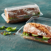 Case of 350 7" Flat Top Baguette Container (Hinged Lid)