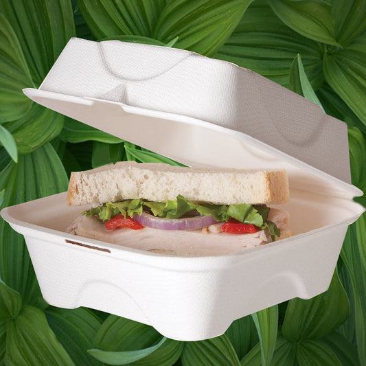 250 Biodegradable Bagasse Burger Boxes