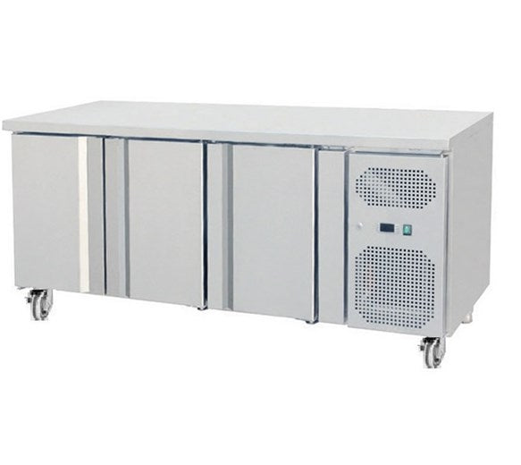 Gastroline 3 Door Freezer Prep Counter 700mm Deep With Castors