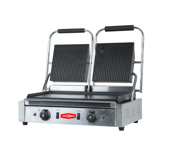 Contender 395mm Twin Panini Press (Ribbed Top & Flat Base) – Heavy Duty Grilling & Fast Service