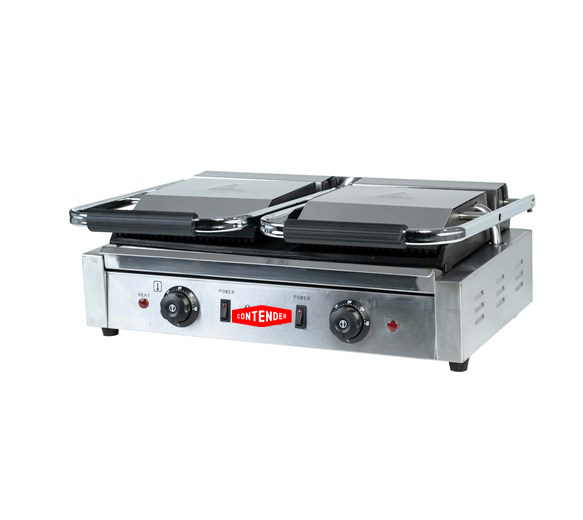Contender 395mm Twin Panini Press (Ribbed Top & Flat Base) – Heavy Duty Grilling & Fast Service