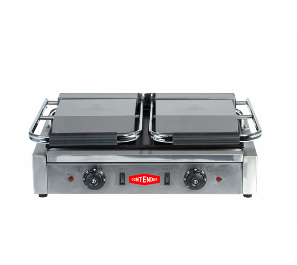 Contender 395mm Twin Panini Press (Ribbed Top & Flat Base) – Heavy Duty Grilling & Fast Service