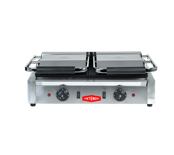 Contender 395mm Twin Panini Press (Ribbed Top & Bottom Plates) – High-Capacity Grilling & Fast Service