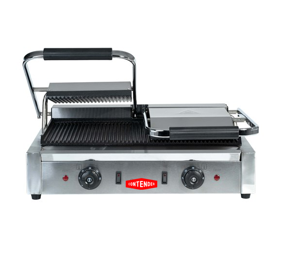 Contender 395mm Twin Panini Press (Ribbed Top & Bottom Plates) – High-Capacity Grilling & Fast Service