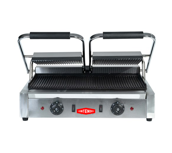 Contender 395mm Twin Panini Press (Ribbed Top & Bottom Plates) – High-Capacity Grilling & Fast Service