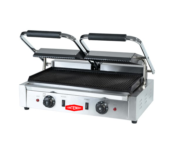 Contender 395mm Twin Panini Press (Ribbed Top & Bottom Plates) – High-Capacity Grilling & Fast Service