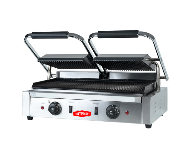 Contender 395mm Twin Panini Press (Ribbed Top & Bottom Plates) – High-Capacity Grilling & Fast Service