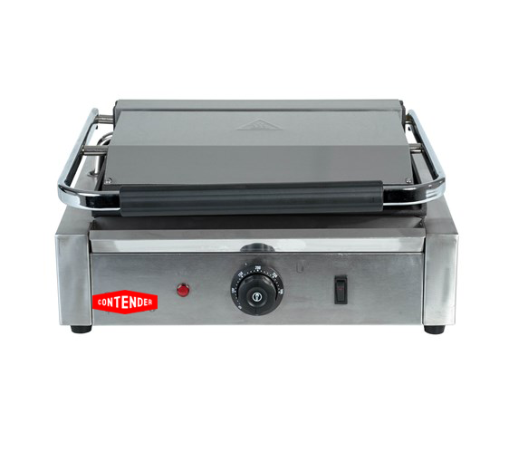 Contender 395mm Single Panini Press (Ribbed Top & Flat Base) – Versatile Grilling & Fast Service