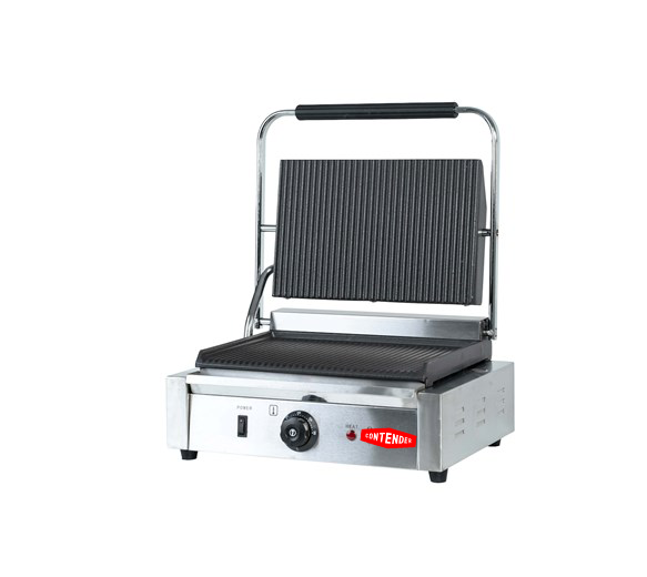 Contender 395mm Single Panini Press (Ribbed Top & Bottom Plates) – Heavy Duty Grilling & Fast Service