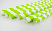 Case of 250 8mm White and Green Striped Paper Straws