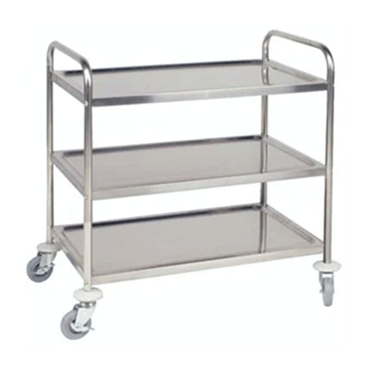 Quattro 3 Tier Stainless Steel Clearing Trolley - Circular Tubing