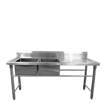 Quattro 1500mm Twin Bowl Stainless Steel Left Hand Commercial Sink